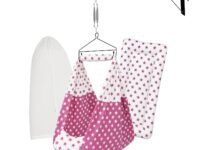 Baby Set | Pure Cotton Cloth, Removal Pad, Mosquito Net, Spring, Triangle and Window Hanger | FS- (Dark Pink, Star Design)