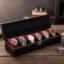 STORESHINE Men's and Women's Leatherette Watch organizer holder Case for 6 Watches, Removable Watch Pillows, Watch Box Holder, Gift for Loved Ones (Black::Maroon)