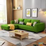 Casaliving Minta LHS 4 Seater L Shape Sofa Set for Living Room (Green Fabric)
