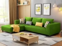 Casaliving Minta LHS 4 Seater L Shape Sofa Set for Living Room (Green Fabric)
