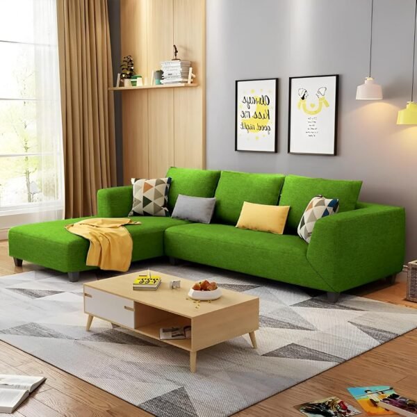 Casaliving Minta LHS 4 Seater L Shape Sofa Set for Living Room (Green Fabric)