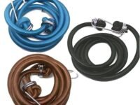 4 FT High-Strength Bungee Cords with Heavy Duty Industrial Steel Hooks, Premium Elastic Shock Cord for Luggage, Cargo, Camping, and Tarps, 3-Pack