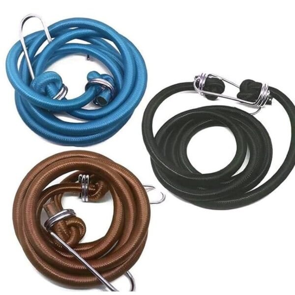 4 FT High-Strength Bungee Cords with Heavy Duty Industrial Steel Hooks, Premium Elastic Shock Cord for Luggage, Cargo, Camping, and Tarps, 3-Pack