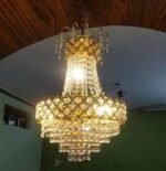 5 Watt Crystal Jhoomar Ceiling Hanging Pendant Chandelier (300Mm, 30Cm, Golden)
