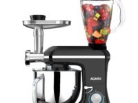 AGARO Regency Stand Mixer With Meat Grinder,1400W with 6L SS Bowl, 1.5L Blending Jar, 6 Speed With Pulse Function, 100% Copper Motor, Whipping, Kneading, Blending, Black