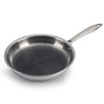 AGARO Royal Honey Comb Frying Pan, 1L Capacity, 22 cm Diameter, Tri-Ply Steel with Honey Comb, Riveted Handle, Food Safe & PFOA Free, Gas & Induction Compatible, Cooking, Frying, Serving, Silver