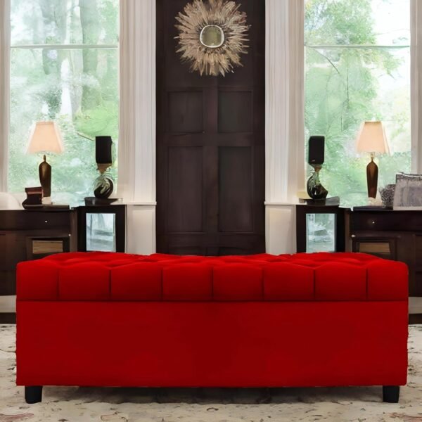 AMATA Eagle 2 Seater Ottoman/pouffe red Suede Velvet Fabric Perfect for Home Living Office Room and Guests (RED 3, 2 Seater)(3 Year Warranty)