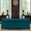 AMATA Eagle Solid Wood 2 Seater Ottoman/pouffe Ocean Blue Suede Velvet Fabric Perfect for Home Living Office Room and Guests (Ocean Blue 3, 2 Seater)(3 Year Warranty)
