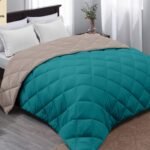 AYKA Reversible Comforter 220 GSM Microfiber Reversible AC Comforter/Blanket for Winter/Quilt/Duvets for King Size Double Bed Comforter (90 * 100, Teal & Taupe)| TC - 220
