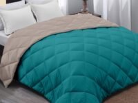 AYKA Reversible Comforter 220 GSM Microfiber Reversible AC Comforter/Blanket for Winter/Quilt/Duvets for King Size Double Bed Comforter (90 * 100, Teal & Taupe)| TC - 220