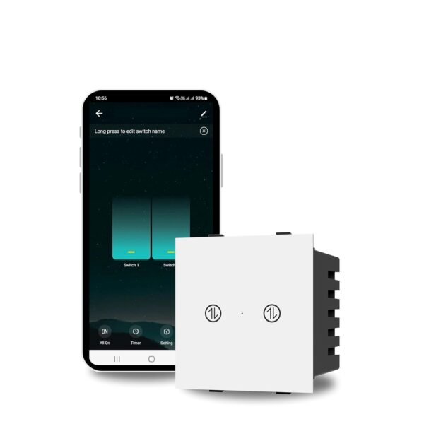 AZIOT Smart Modular 2 Way Premium Touch Switch - 16 Amps each - Glass (Not Acrylic): Elevate Your Home with Effortless Control (Fits in Anchor Roma Classic and similar plates)