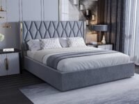 Acacia Modern Upholstered King Size Bed with Box Storage for Bedroom | Wooden Double Bed with Storage | Platform Cot Bed with Upholstery Premium Fabric | 6.5 x 6 Ft | Solid Shesham Wood (Dark Grey)