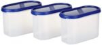 Amazon Brand - Solimo Plastic Storage Container Set with Flexi Lid (3 pieces, 1200ml)-White
