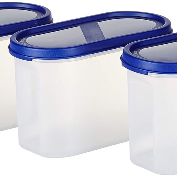 Amazon Brand - Solimo Plastic Storage Container Set with Flexi Lid (3 pieces, 1200ml)-White