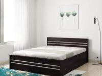 Amazon Brand - Solimo Vega Engineered Wood Hydraulic Half Lift-on Queen Bed (Espresso Finish)