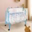 Amazon Brand - Supples Baby Cradle with Swing & Mosquito Net | 0–8 Months | Swing Lock | 4 Wheels with Brake | Soft & Comfortable for Baby Sleep | Sturdy Mild Steel Frame | Blue