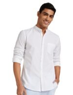 Amazon Brand - Symbol Men's Cotton Shirt | Chinese Collar | Casual | Plain | Full Sleeve | Summer - Regular Fit (Available in Plus Sizes)