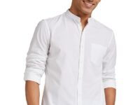 Amazon Brand - Symbol Men's Cotton Shirt | Chinese Collar | Casual | Plain | Full Sleeve | Summer - Regular Fit (Available in Plus Sizes)
