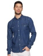 Amazon Brand - Symbol Men's Cotton Slim Fit Denim Shirt | Casual | Plain | Full Sleeve | Summer (Available in Plus Sizes)