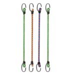 Aqbah High Strength Elastic Bungee Cord for Motocycle, Luggage Tying Rope with Hooks (Multicolour) - 4FT Set of 4