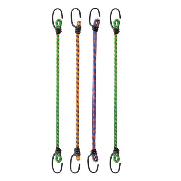 Aqbah High Strength Elastic Bungee Cord for Motocycle, Luggage Tying Rope with Hooks (Multicolour) - 4FT Set of 4