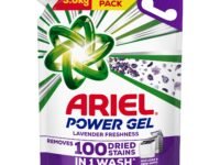 Ariel Power Gel Liquid Detergent for Top Load & Semi Auto – 3.6kg with Lavender Fragrance | Removes 100 Dried Stains in 1 Wash | Faster Dissolving | Color Protection | At the price of Powders