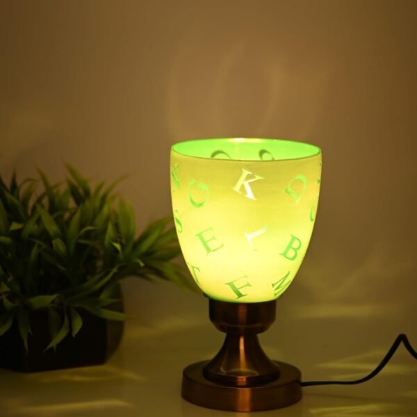 Artisanal Metal Table Lamp with Hand Decorated Glass Shade A Stylish Home Decor Accent, Pack of 1, 10 X 10 X 25 Cm.