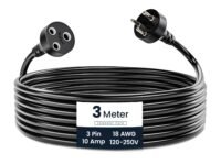 Aster Single Outlet Socket Extension Board - 10A Expandable Electric Extension with 3M Heavy Duty Long Wire Cord for Indoor Outdoor Use (Black) (3 Meter)