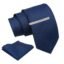 Axlon Tie for Men – Geometric Silk Neck Ties Set with Cufflinks Flower Pin, Pocket Square & Black Gift Box, Combo Necktie Sets for Office Wear, Formal Suits & Weddings (Navy, AXNW42)
