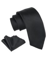 Axlon Tie for Men – Plaid Silk Neck Ties Set with Cufflinks Flower Pin, Pocket Square & Black Gift Box, Combo Necktie Sets for Office Wear, Formal Suits & Weddings (0, AXSOLID_PN1)