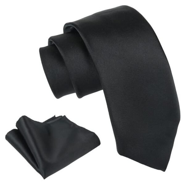 Axlon Tie for Men – Plaid Silk Neck Ties Set with Cufflinks Flower Pin, Pocket Square & Black Gift Box, Combo Necktie Sets for Office Wear, Formal Suits & Weddings (0, AXSOLID_PN1)