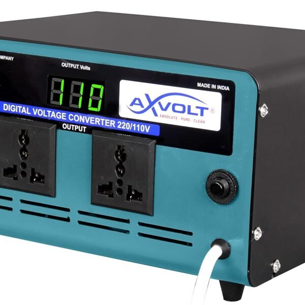 Axvolt Elite 2600W Copper Step-Down Voltage Converter | 220V–240V to 110V–120V Heavy-Duty Transformer | Digital Display & Thermal Reset Protection | Universal Socket for US & Japan Appliances in India