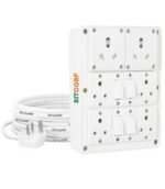 BITCORP 16A to 6A Power Extension Board Converter with 6 Socket 4 Switch, 2500W, 1 Meter 1.5mm Electric Cord for AC, Refrigerator, EV Charger, Water Heater