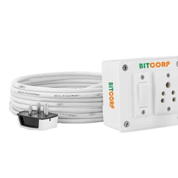 BITCORP 6A Extension Board 1 Socket 1 Switch, 1500W, 2M 0.75mm ISI Certified Wire