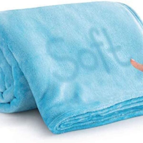 BSB HOME Micromink All Season Solid/Plain 250 GSM Single Blanket/Comforter/Dohar/Throw - Ultra Soft Cozy Blanket with Pompom Fringe (Sky Blue, 220X115 Cm) (5X7 feet)