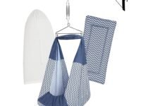 Baby Set | Pure Cotton Cloth, Removal Pad, Mosquito Net, Spring, Triangle and Window Hanger | FS- (Navy, Stripe Design)