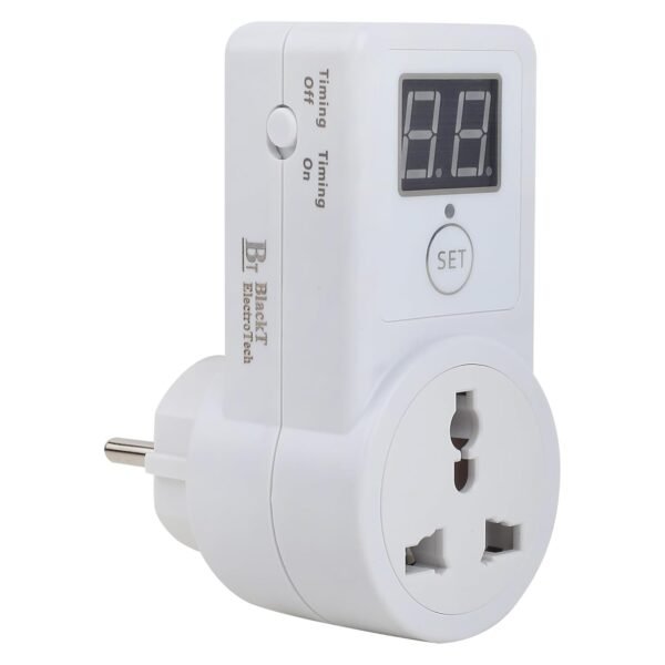 Blackt Elecrotech BT41PL : Timer Sockect switch ON/OFF Digital display countdown Off delay control socket 230 volt for Laptop, Mobile charger, ebike Sign boards (Min delay 10 min) White
