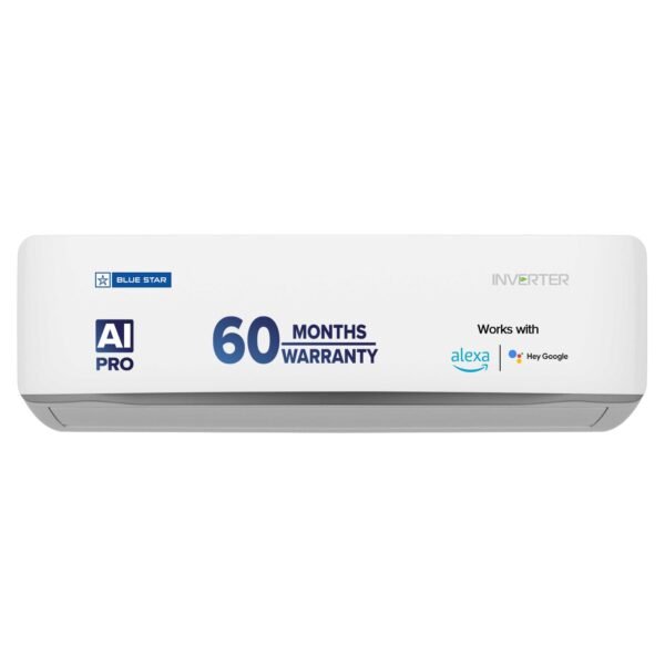 Blue Star 1.5 Ton 5 Star, 60 Months Warranty, Wi-Fi Smart Inverter Split AC (Copper, Convertible 5 in 1 Cooling, AI Pro, DigiQ Hepta Sensors, 4 Way Swing, IE518ZNURS, White)