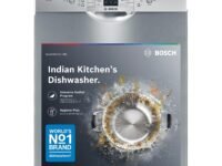 Bosch 13 Place Setting (fits up to 70 utensils) Free-Standing Dishwasher for Indian Utensils | Hygiene+ & Intensive Kadhai Program (SMS66GI01I, Silver Inox, Removes 99.9% Germs, Inbuilt Heater)