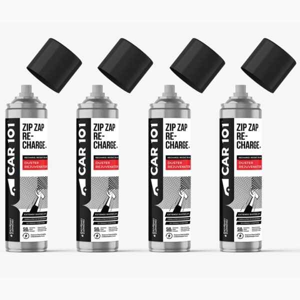 CAR101 Zip Zap Recharge – Duster Recharge/Rejuvenator Spray (Pack Of 4)| Restores Dust-Trapping Power | Ceramic Wax Infused | Easy Spray Application | Extends Duster Life |For Car & Bike Dusting Tools