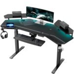 CASINO KART Aero 72" Gaming Table | Electric Height Adjustable Desk with Dual Motor | RGB LED Lighting, Large Ergonomic Desktop, Cable Management, Sturdy Steel Frame for Gaming & Workstation Setup