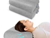CareFoam Memory Foam Cervical Neck Pillow | 2 Years Warranty | Pain Relief Sleep, Improves Posture Spinal Alignment, Neck Pain Relief | 21 x 13 x 4 Inch | Black Melange Cover | Pack of 2