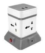 Caribou CBU-34 Cube Extension Board with USB 2.4A | 4 Universal Sockets| Overload Protector | Led Indicator| 2.0 mtr ISI Approved Extension | Multi-Plug| Made in India | 3pin Plug | Travel Adapter