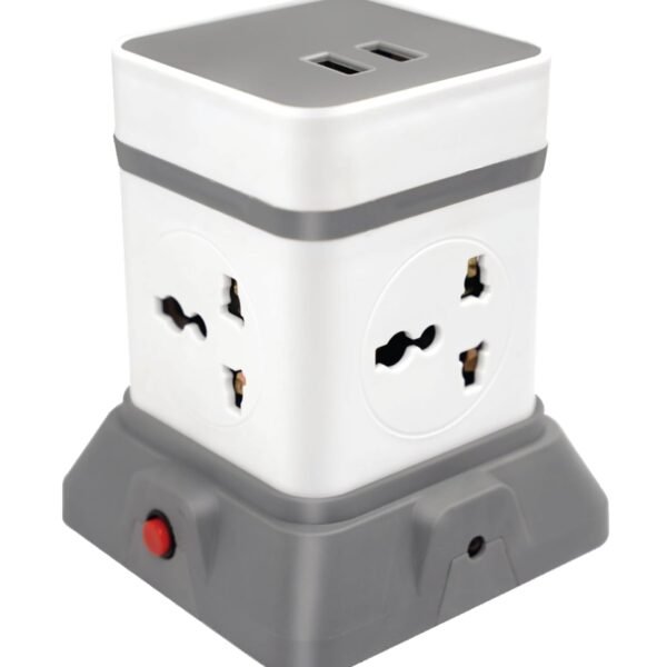 Caribou CBU-34 Cube Extension Board with USB 2.4A | 4 Universal Sockets| Overload Protector | Led Indicator| 2.0 mtr ISI Approved Extension | Multi-Plug| Made in India | 3pin Plug | Travel Adapter