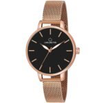 Carlington Big Dial Women’s Watch with Stainless Steel Mesh Strap, Adjustable Clasp and Water Resistant Body(Silver/Rose Gold/Black Dial) | Rakhi Gift | Gift for Sister | Gift for Girls