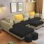 Casaliving Minta 8 Seater L Shape Sofa Set with Ottoman & 2 Puffy for Living Room (8 Seater LHS, Cream Black)