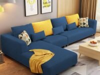 Casaliving Minta LHS 6 Seater L Shape Sofa Set for Living Room (Blue Premium Colour) Premium Fabric Sofa Set for Living Room - Blue