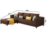 Casaliving Minta Left Hand Side 4 Seater L Shape Sofa Set for Living Room (Brown in Colour Fabric) Premium Fabric Sofa Set for Living Room - Hall