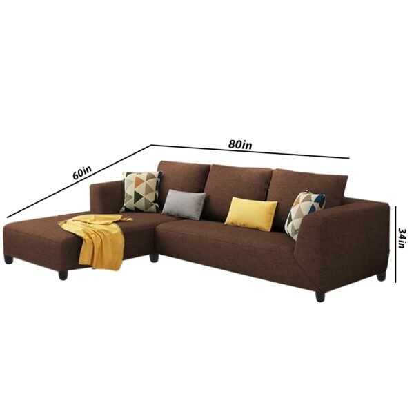 Casaliving Minta Left Hand Side 4 Seater L Shape Sofa Set for Living Room (Brown in Colour Fabric) Premium Fabric Sofa Set for Living Room - Hall