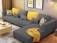 Casaliving Minta RHS 6 Seater L Shape Sofa Set for Living Room (Dark Grey Fabric) Premium Fabric Sofa Set for Living Room | Hall | Office Room